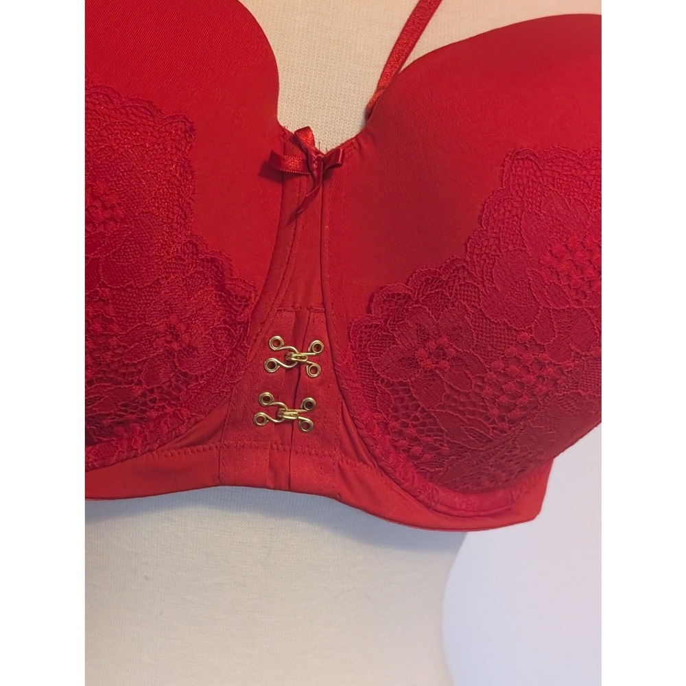Cacique 46DD Red Lace Boost Strapless Convertible Bra Multiway NWT Plus Size - Picture 4 of 13